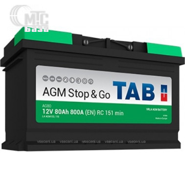 Аккумулятор TAB AGM Stop & Go  [213080] 6СТ-80 Ач R EN800 А 315x175x190мм